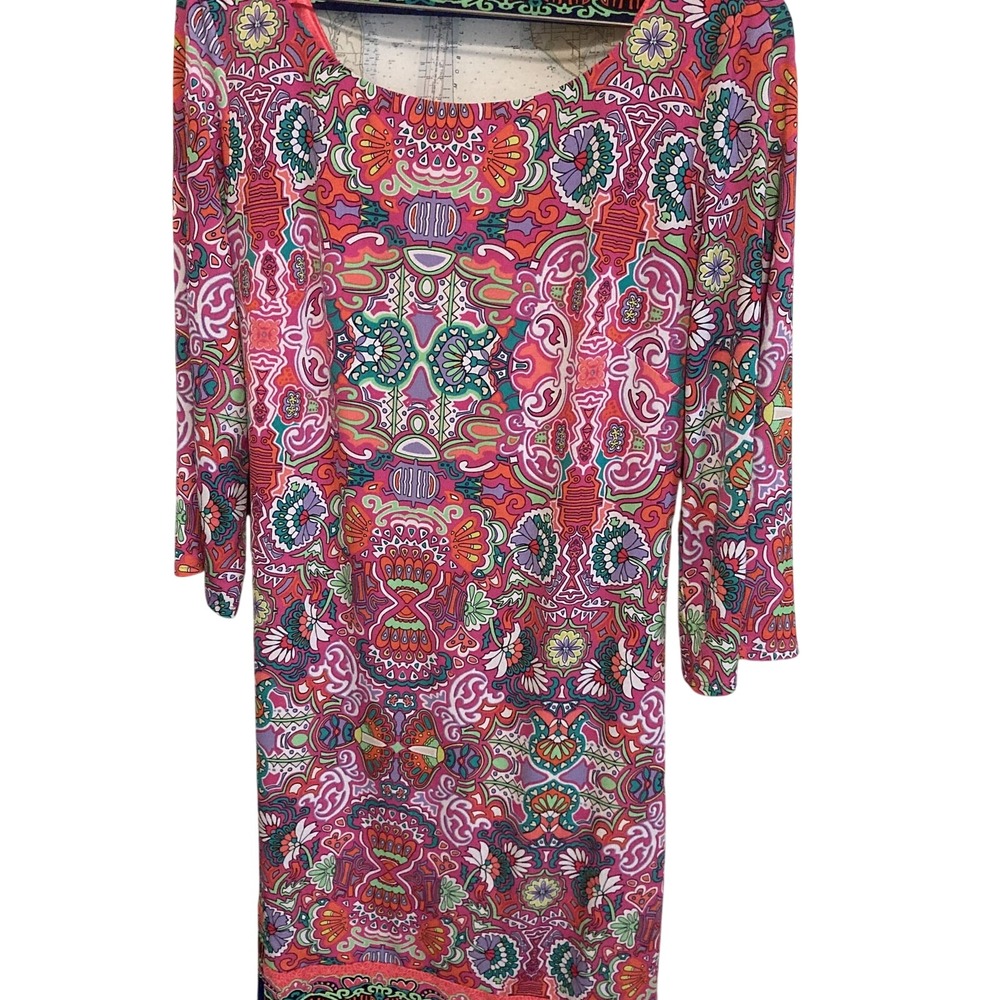 Laundry by Shelli Segal Pink Multi Psychedelic Paisley V-Back Sheath Dress XS